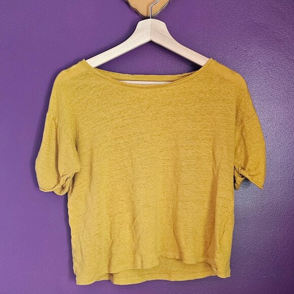 J.Crew Yellow Linen Tee - Womens Medium - Picture 1 of 5